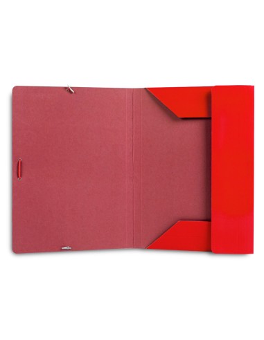 Carpeta liderpapel gomas folio 3 solapas carton plastificado color rojo