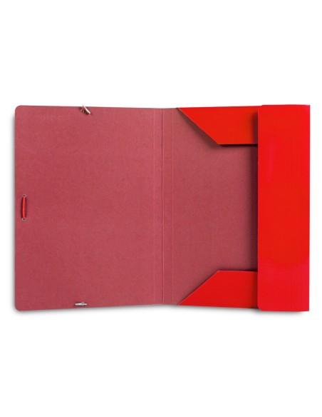 Carpeta liderpapel gomas folio 3 solapas carton plastificado color rojo