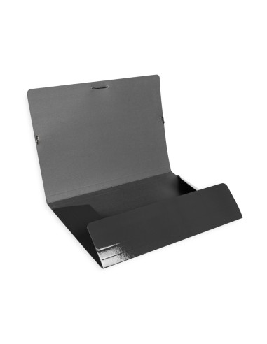 Carpeta liderpapel gomas folio 3 solapas carton plastificado color negro
