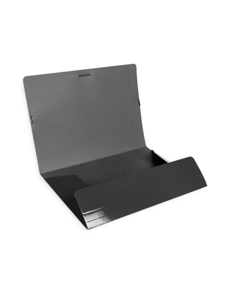 Carpeta liderpapel gomas folio 3 solapas carton plastificado color negro