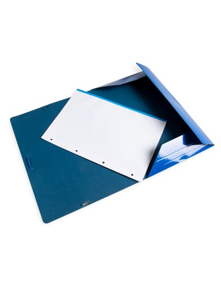 Carpeta liderpapel gomas folio 3 solapas carton plastificado color azul