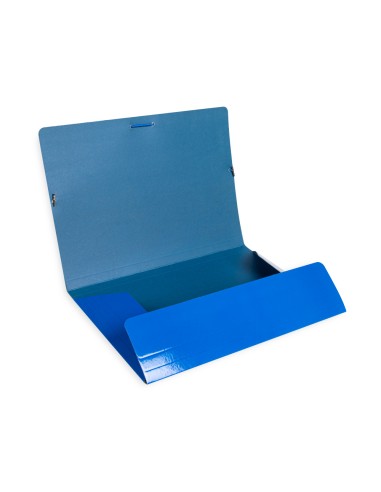 Carpeta liderpapel gomas folio 3 solapas carton plastificado color azul