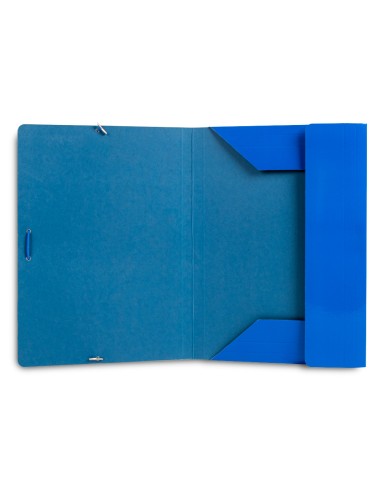Carpeta liderpapel gomas folio 3 solapas carton plastificado color azul