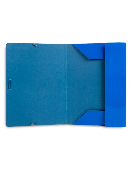 Carpeta liderpapel gomas folio 3 solapas carton plastificado color azul