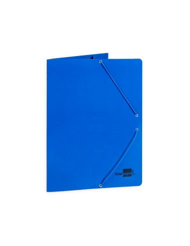 Carpeta liderpapel gomas folio 3 solapas carton plastificado color azul