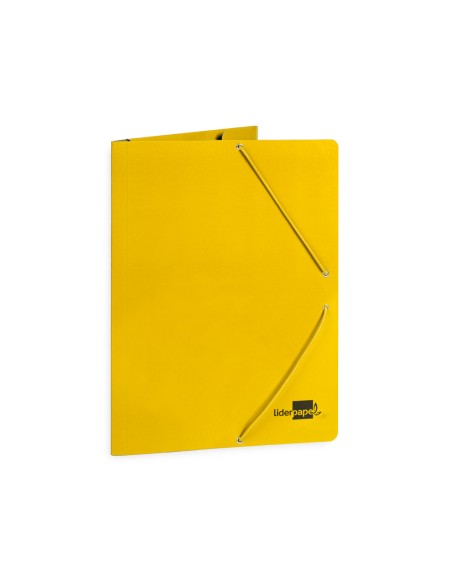 Carpeta liderpapel gomas folio 3 solapas carton plastificado color amarillo