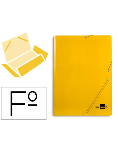 Carpeta liderpapel gomas folio 3 solapas carton plastificado color amarillo
