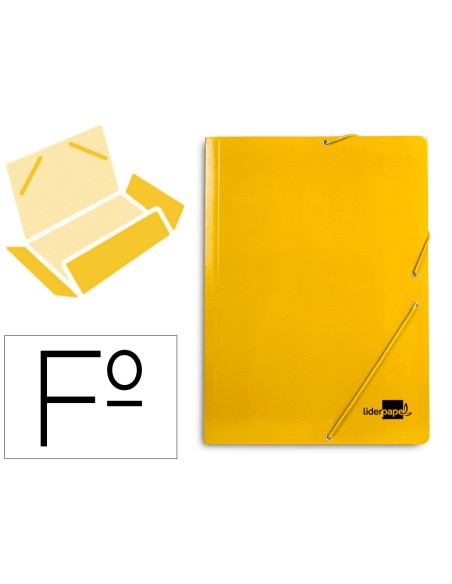 Carpeta liderpapel gomas folio 3 solapas carton plastificado color amarillo