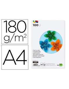 Cartulina liderpapel a4 180g m2 25 colores surtidos paquete de 100 hojas