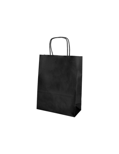 Bolsa papel q connect celulosa negro l con asa retorcida 320x400x14 mm