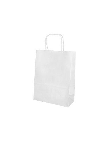 Bolsa papel q connect celulosa blanco l con asa retorcida 320x400x14 mm