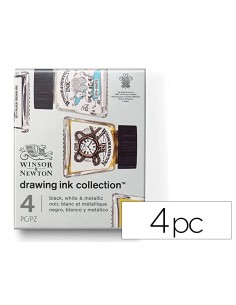 Tinta caligrafica winsornewton set de 4 botes colores metalicos 14 ml