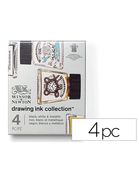 Tinta caligrafica winsornewton set de 4 botes colores metalicos 14 ml Tinta caligrafica winsornewton set de 4 botes colores metalicos 14 ml