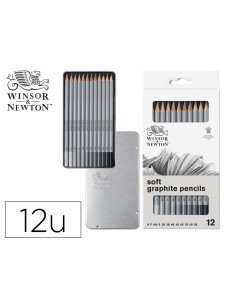Lapices de grafito winsornewton studio coleccion caja metalica con 12 unidades graduaciones surtidas