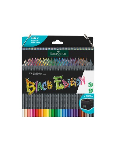 Lapices de colores faber castell edicion black soporte de 100 unidades colores surtidos