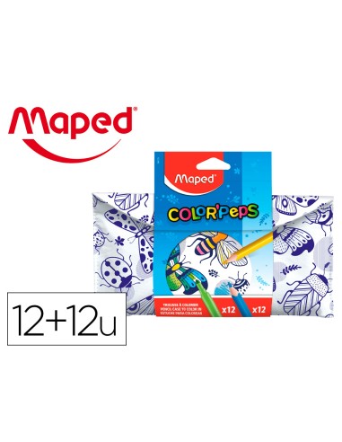 Set para colorear maped 12 rotuladores 12 lapices colores surtidos