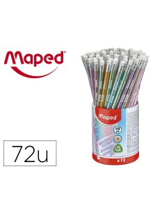 Lapices de grafito maped plastico glitter deco hb con goma 72 colores surtidos