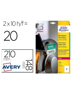 Etiqueta adhesiva avery politileno blanco permanente para laser fotocopiadora 210x148 mm blister 20