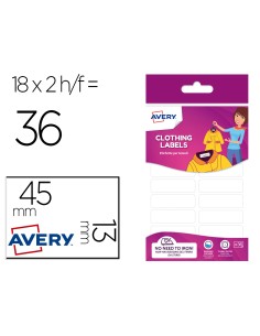 Etiqueta avery para textil sin planche 45x13 mm blister de 36 unidades
