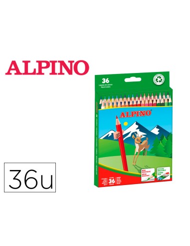 Lapices de colores alpino caja 36 unidades colores surtidos largos