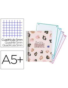 Cuaderno espiral oxford europeanbook 4 animal print din a5 120 hojas cuadro 5 mm