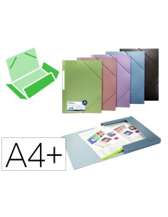 Carpeta carchivo gomas polipropileno tres solapas color metalizado expositor de 30 unidades colores surtidos