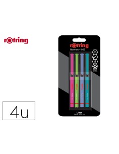 Rotulador rotring fineliner punta metalica 04 mm pack de 4 colores surtidos