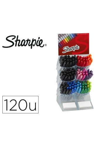 Rotulador sharpie fine expositor sobremesa de 120 unidades colores surtidos