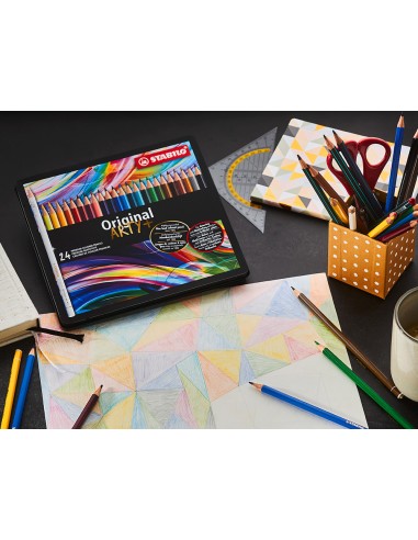 Lapices de colores stabilo acuarelables original arty estuche metalico de 24 colores surtidos