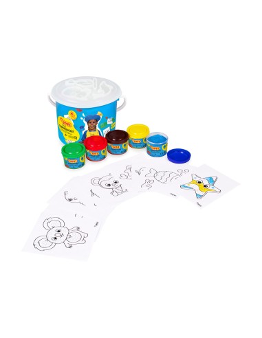 Pintura a dedos jovi bucket super kit 5 botes 35 ml 20 plantillas