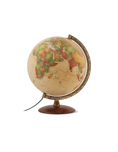 Globo terraqueo nova rico con luz antiqus base de madera y meridiano metalico 30 cm de diametro