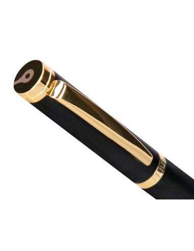 Boligrafo belius passion dor aluminio textura cepillada color negro y dorado tinta azul caja de diseno