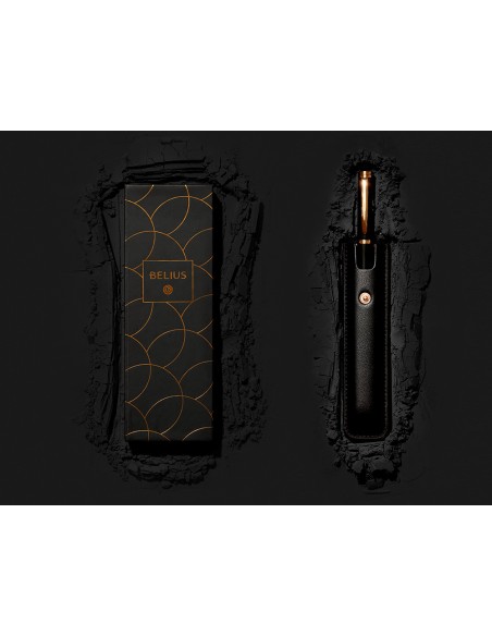 Boligrafo belius passion dor aluminio textura cepillada color negro y dorado tinta azul caja de diseno