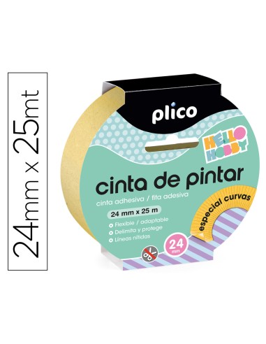 Cinta adhesiva plico para pintor especial curvas 25 mt x 24 mm