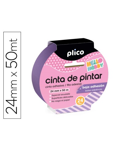 Cinta adhesiva plico para pintor baja adhesion 50 mt x 24 mm