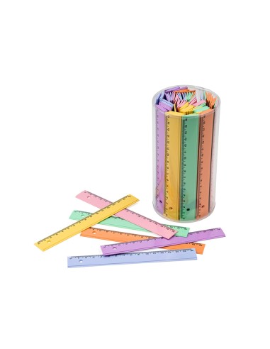Regla faibo plastico 16 cm bote de 100 unidades colores surtidos