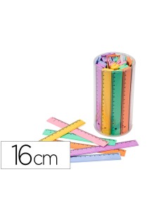 Regla faibo plastico 16 cm bote de 100 unidades colores surtidos