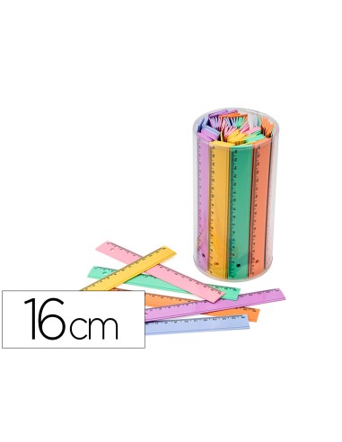 Regla faibo plastico 16 cm bote de 100 unidades colores surtidos