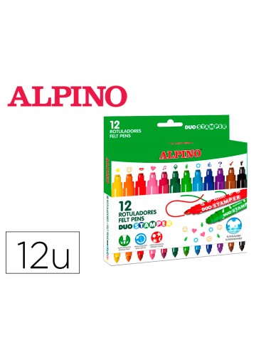 Rotulador alpino duo stamper caja de 12 unidades colores surtidos