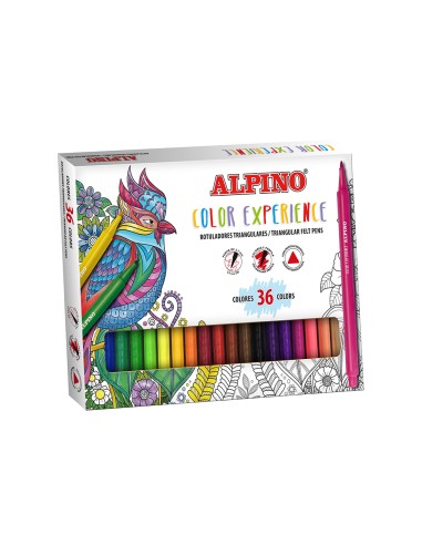 Rotulador alpino color experience triangular caja de 36 unidades colores surtidos