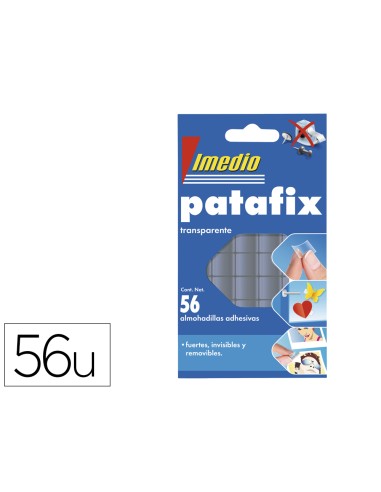 Sujetacosa imedio patafix almohadilla adhesiva transparente removible blister de 56 unidades