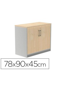 Armario rocada con un estante y dos puertas enteras serie store 78x90x45 cm acabado ab01 aluminio haya