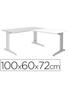 Ala para mesa rocada serie metal 60x 100 cm derecha o izquierda acabado ac04 aluminio blanco