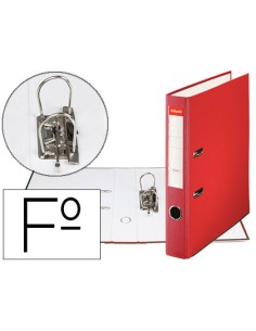Archivador de palanca esselte carton forrado pvc folio lomo de 50 mm con rado rojo