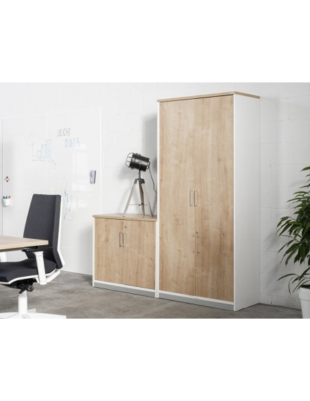 Armario rocada con cuatro estantes y dos puertas serie store 195x90x45 acabado aa01 haya haya