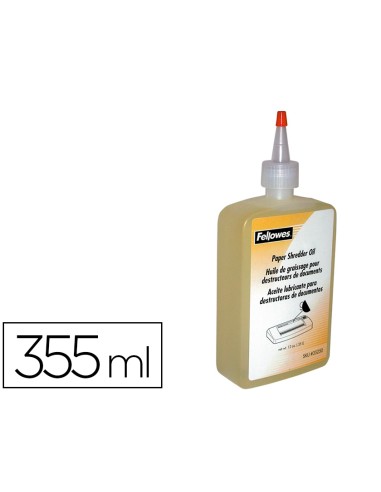 Aceite lubricante fellowes para destructora de documentos bote de 355 ml