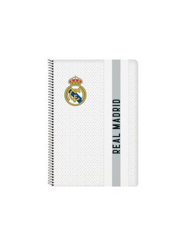 Cuaderno espiral safta folio 80 hojas 60 gr cuadro 4 mm tapa extradura real madrid 1 equipacion 24 25