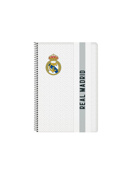 Cuaderno espiral safta folio 80 hojas 60 gr cuadro 4 mm tapa extradura real madrid 1 equipacion 24 25