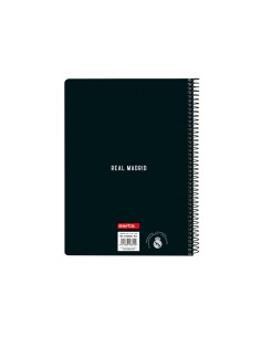 Cuaderno espiral safta cuarto 80 hojas 60 gr cuadro 4 mm tapa extradura real madrid 1 equipacion 24 25