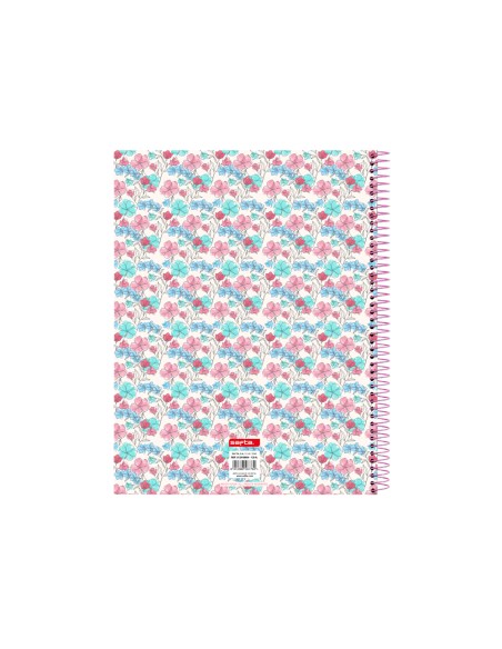 Cuaderno espiral safta microperforado din a4 tapa forrada 120 hojas cuadro 5 mm 60 gr moos floresistente